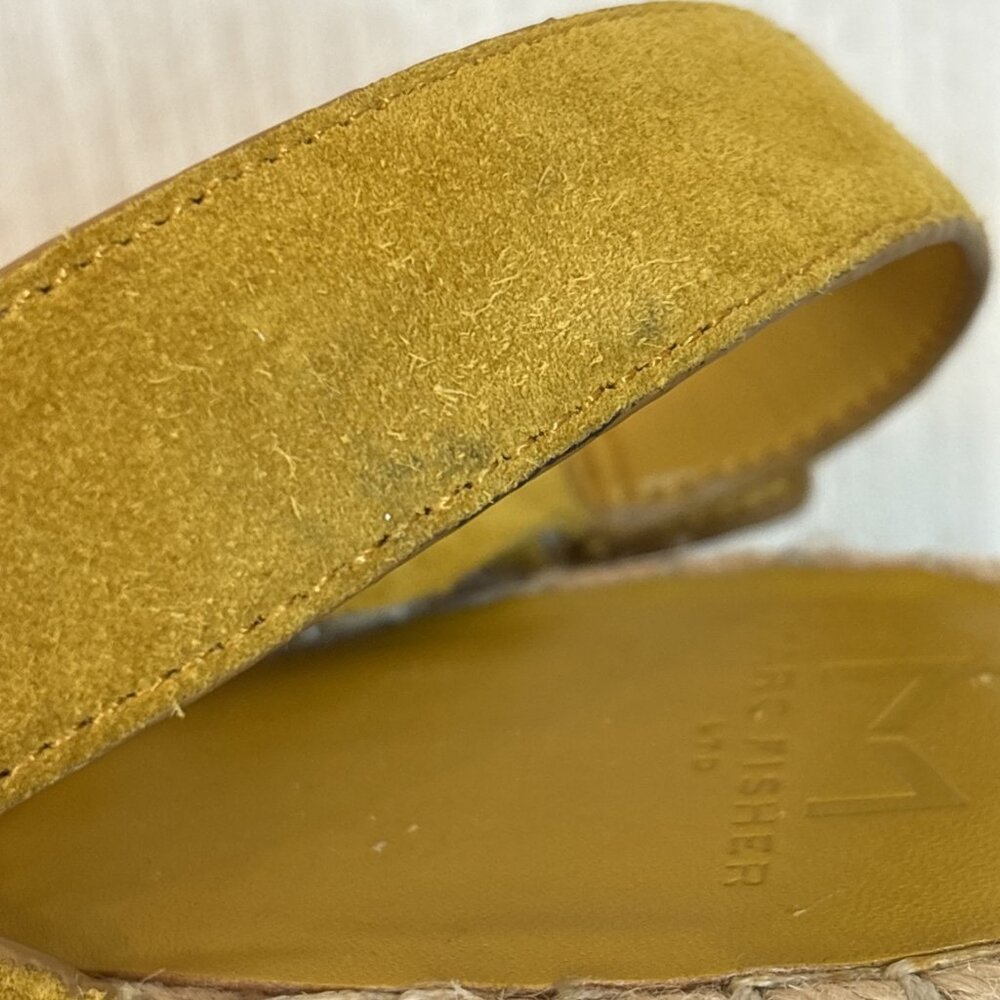 Marc Fisher 9 Platform Yellow Suede Leather Slingback Espadrille Sandals Gellyn - Picture 4 of 15